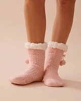 Pompom Knit and Sherpa Socks