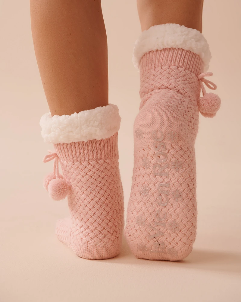 Pompom Knit and Sherpa Socks