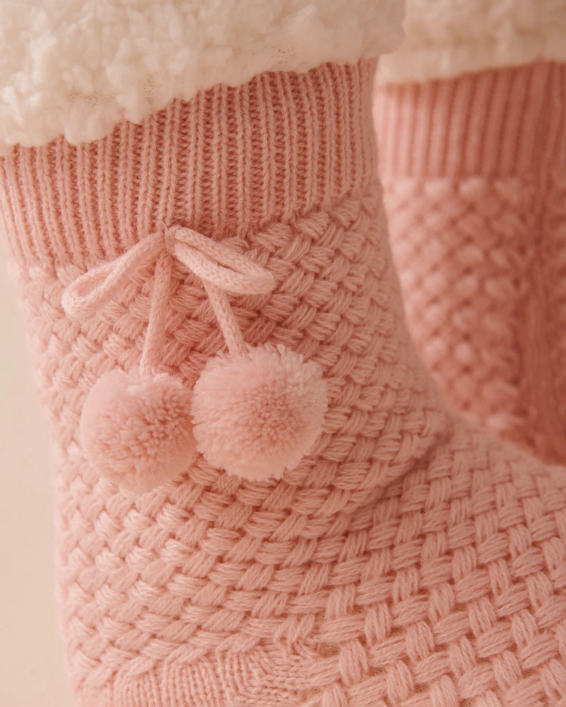 Pompom Knit and Sherpa Socks