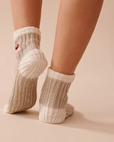 Knitted Socks with Winter Embroidery