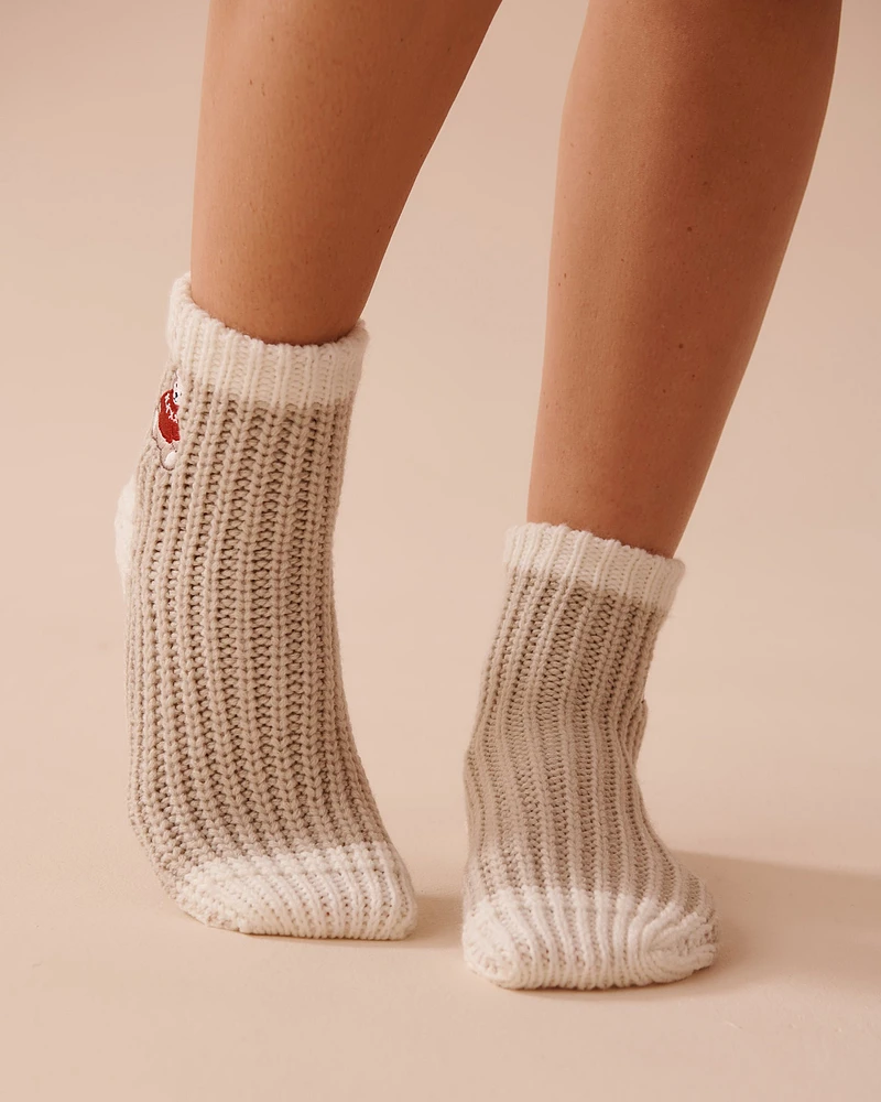 Knitted Socks with Winter Embroidery