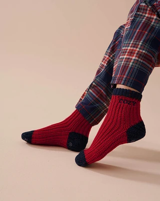 Knitted Socks with Winter Embroidery