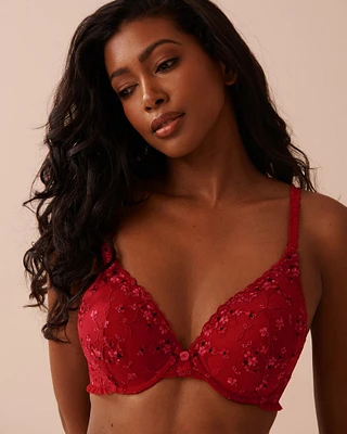 Soutien-gorge doublure légère mousse mémoire en résille florale