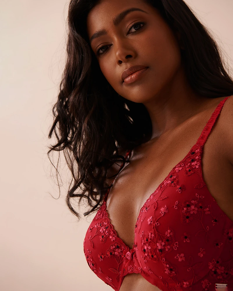Soutien-gorge doublure légère mousse mémoire en résille florale