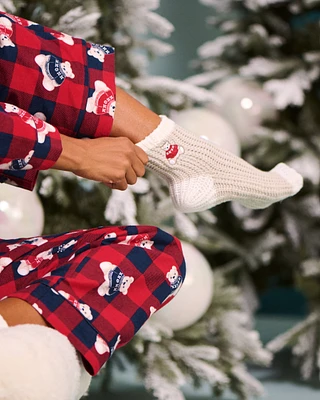Knitted Socks with Winter Embroidery