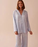 Chemisier manches longues en satin imprimé floral pastel