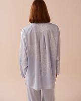 Chemisier manches longues en satin imprimé floral pastel