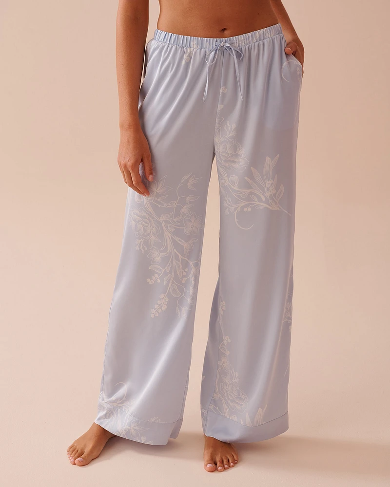 Pastel Floral Print Satin Pants