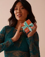 Combiné à manches longues en dentelle et microfibre