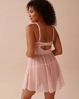 Embroidered Mesh Nightie