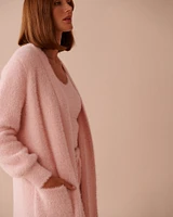 Cardigan long en peluche moelleuse