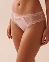 Mesh and Lace Trim Cheeky Panty with Bow