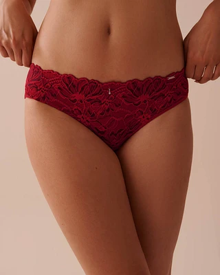 Culotte bikini microfibre et dentelle deux-tons dos lisse