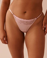 Adjustable Shiny Microfiber and Mesh String Panty