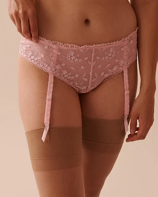 Embroidered Mesh and Ruffle Cheeky Panty