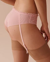 Embroidered Mesh and Ruffle Cheeky Panty