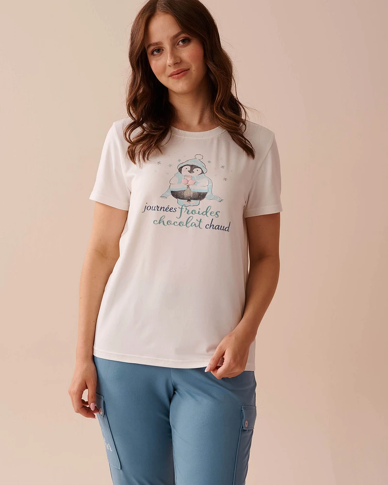 T-shirt col rond ultra doux à imprimé pingouin