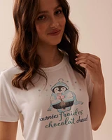 T-shirt col rond ultra doux à imprimé pingouin