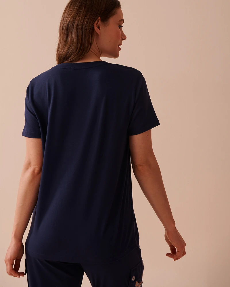 T-shirt col rond ultra doux à imprimé orignal