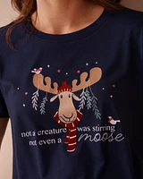 T-shirt col rond ultra doux à imprimé orignal