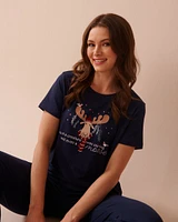 T-shirt col rond ultra doux à imprimé orignal