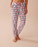 Pantalon de pyjama jogger en velours doux imprimé nordique cerf