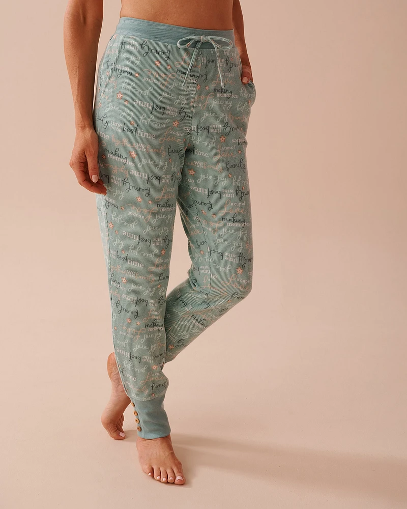 Winter Print Waffle Knit Jogger Pajama Pants