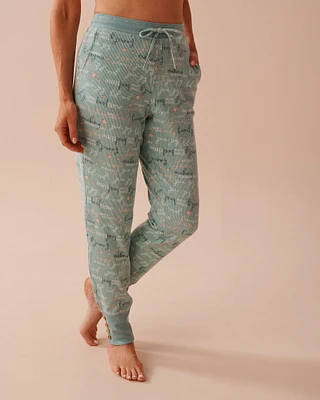 Pantalon de pyjama jogger en tricot gaufré imprimé hivernal