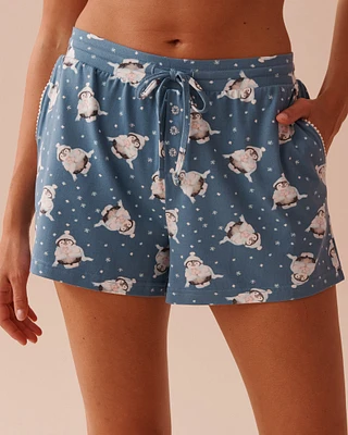 Short de pyjama ultra doux à imprimé pingouin