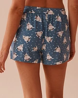 Short de pyjama ultra doux à imprimé pingouin