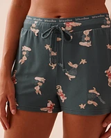 Short de pyjama ultra doux à imprimé lapin