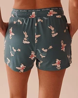 Short de pyjama ultra doux à imprimé lapin