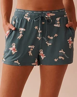 Short de pyjama ultra doux à imprimé lapin
