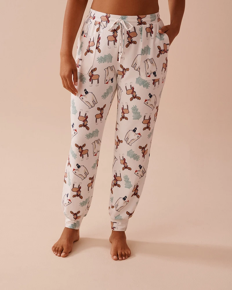 Animal Print Recycled Fibers Jogger Pajama Pants