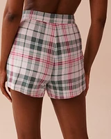 Recycled Fibers Plaid Pajama Shorts