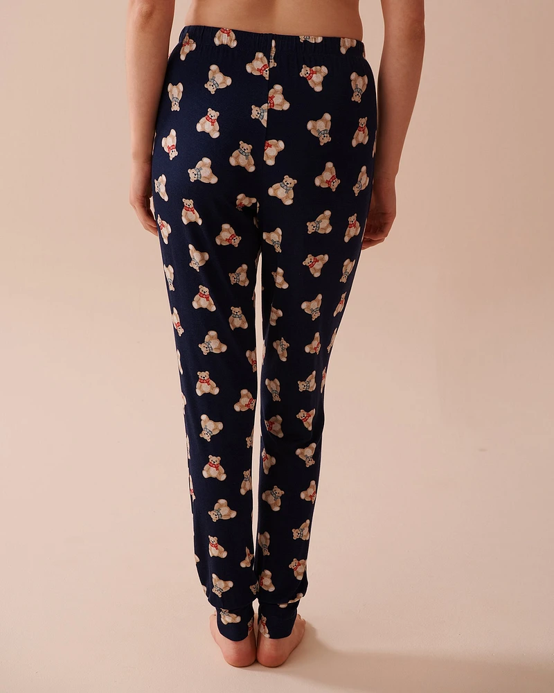 Teddy Bear Print Long Sleeve PJ Set