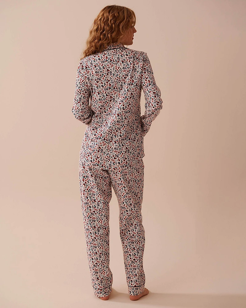 Ensemble pyjama en flanelle imprimé fleurs hivernales