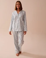 Winter Flowers Print Flannel PJ Set