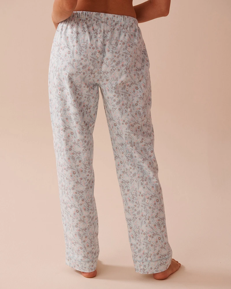 Winter Flowers Print Flannel PJ Set