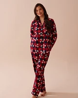 Teddy Bear Print Flannel PJ Set