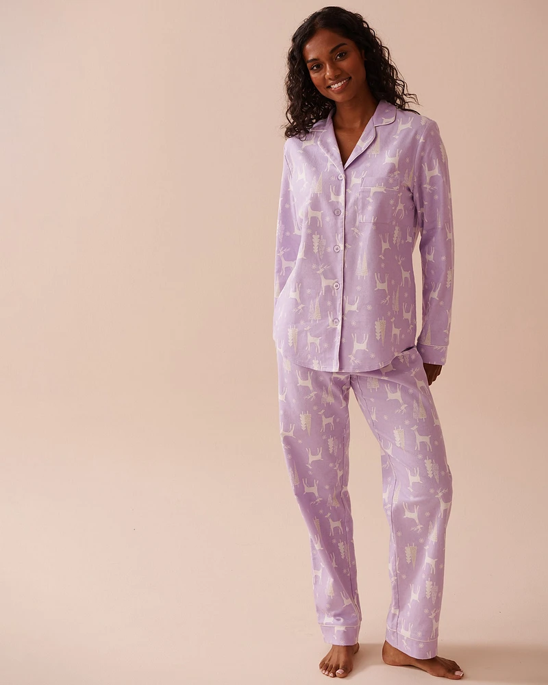 Deer Print Flannel PJ Set