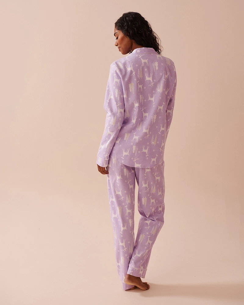 Deer Print Flannel PJ Set