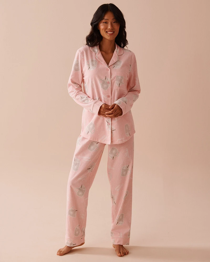 Mug Print Flannel PJ Set