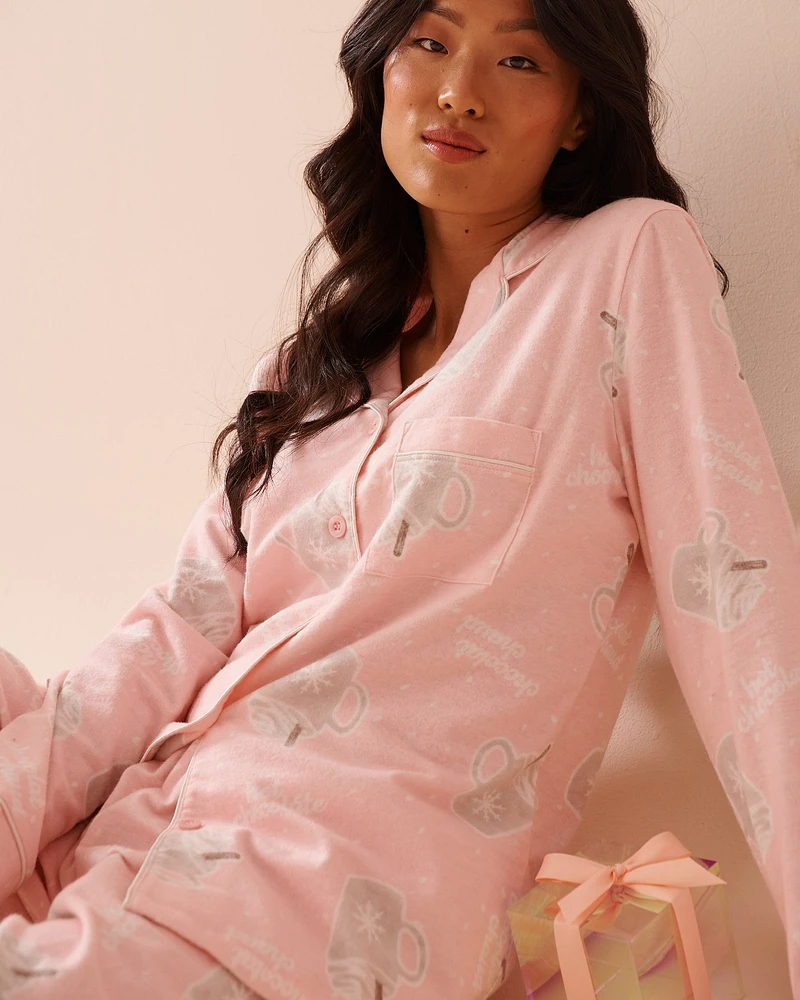 Mug Print Flannel PJ Set