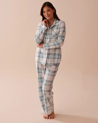 Ensemble pyjama en micropolaire à carreaux bleus