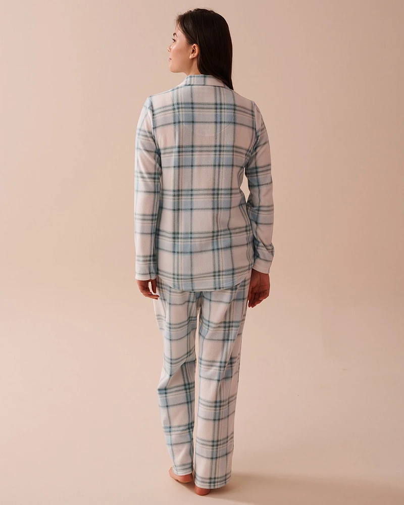 Ensemble pyjama en micropolaire à carreaux bleus