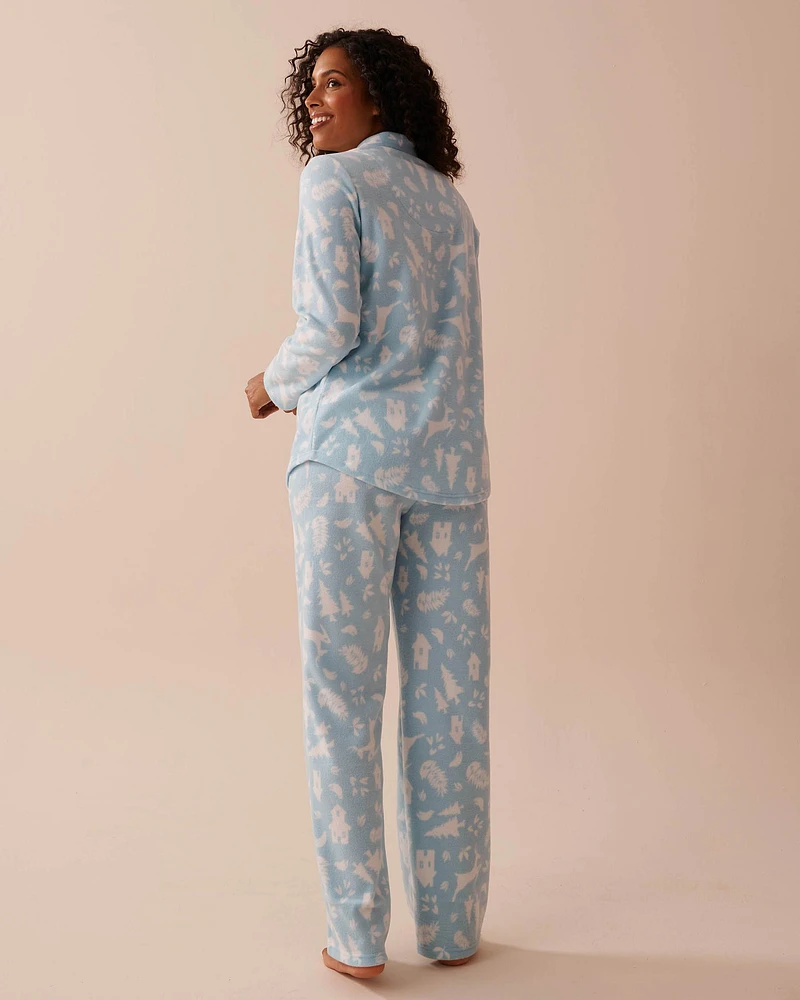 Ensemble pyjama en micropolaire imprimé hivernal