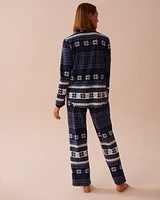 Ensemble pyjama en micropolaire imprimé nordique bleu