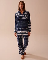 Ensemble pyjama en micropolaire imprimé nordique bleu