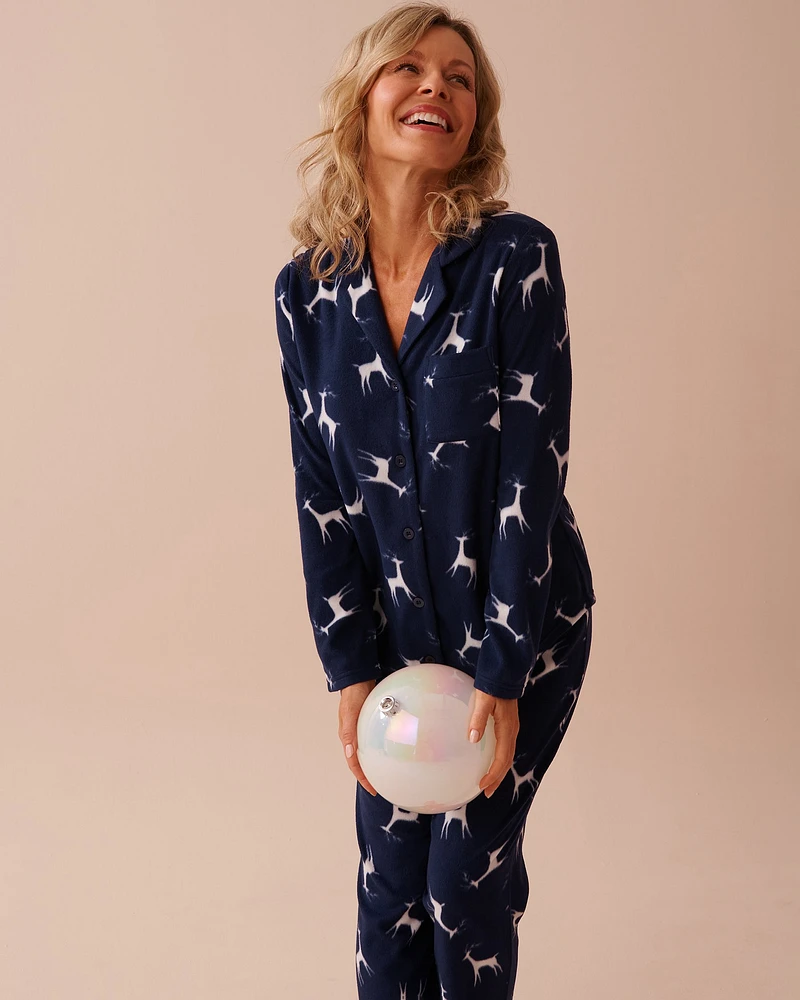 Deer Print Micropolar PJ Set